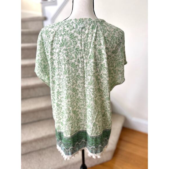 J. Jill Mojito Green Vineyard Border Print Cotton Blend Tunic - Picture 4 of 6
